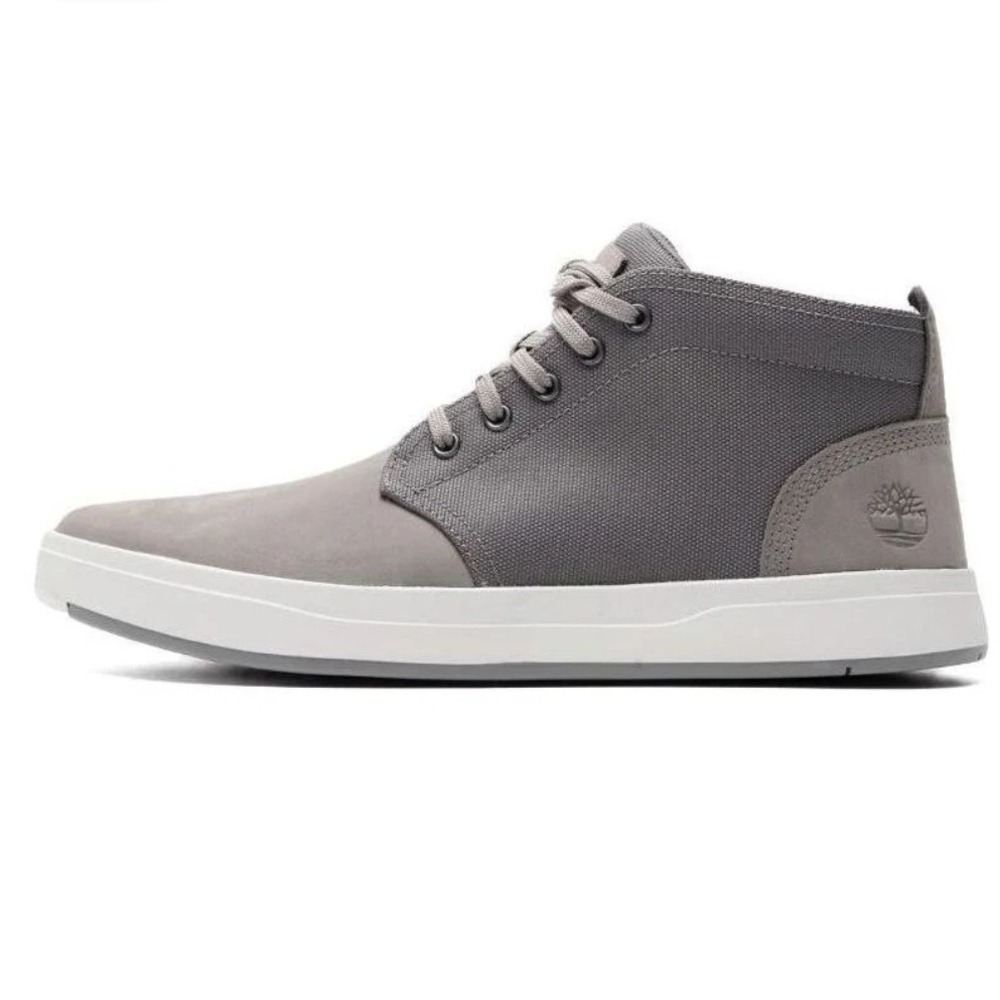 Timberland Davis Square Chukka Mens 9.5 Medium Grey Leather Canvas Boots NEW